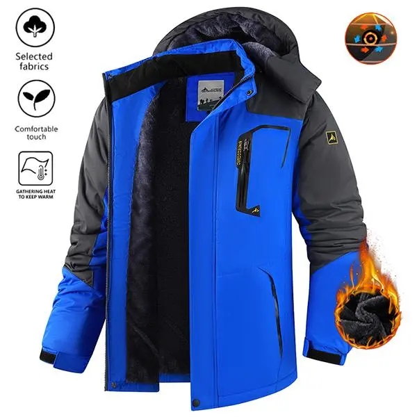 Men’s Winter Waterproof Jacket – Snowproof Windbreaker, Fleece-Lined for Warmth, Multiple Pockets Design, New Spring/Autumn Style, Men’s Outdoor Sportswear