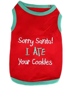 Parisian Pet 'Sorry Santa, I Ate Your Cookies' Christmas Shirt for Pets - Festive Dog & Cat Outfit, Red