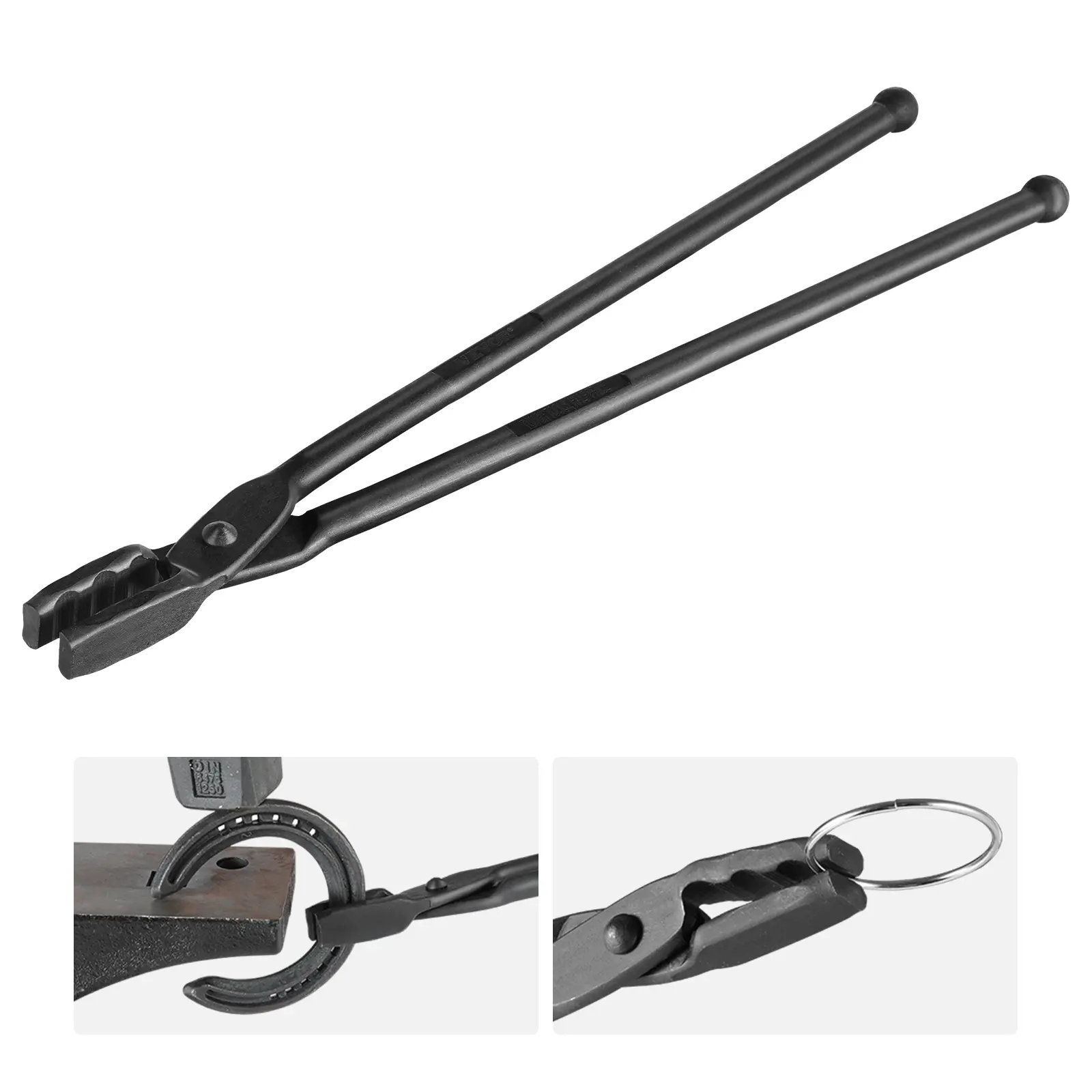 VEVOR Blacksmith Tongs, 18" Wolf Jaw Tongs, Carbon Steel Forge Tongs with A3 Steel Rivets, for Horseshoes, Curved Shapes, Block Forgings, for Beginner and Seasoned Blacksmiths and Bladesmiths