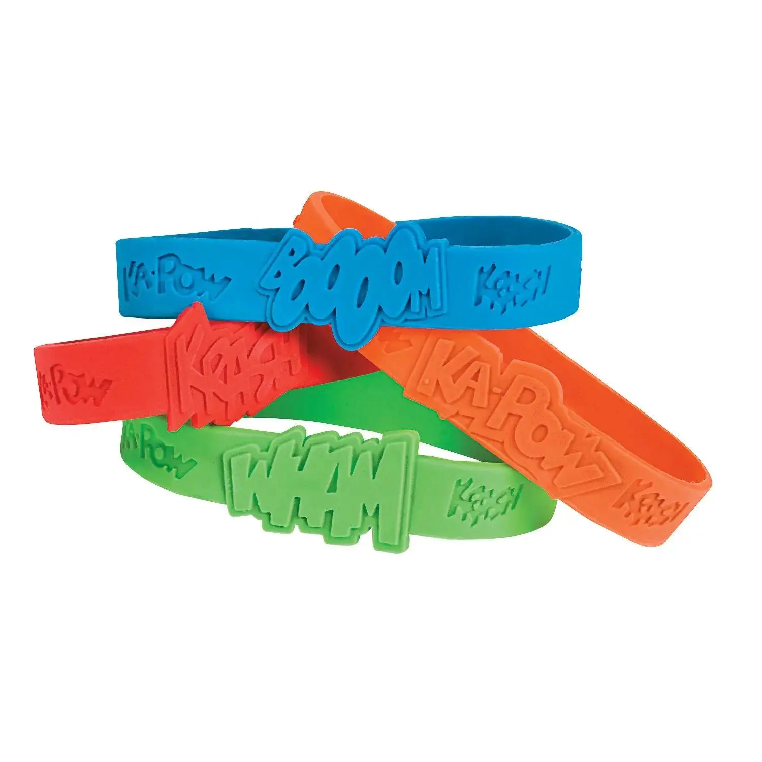 7 1/4" Superhero Comic Book Sound Effects Rubber Bracelets - 24 Pc. 7 1/4" Superhero Comic Book Sound Effects Rubber Bracelets - 24 Pc.