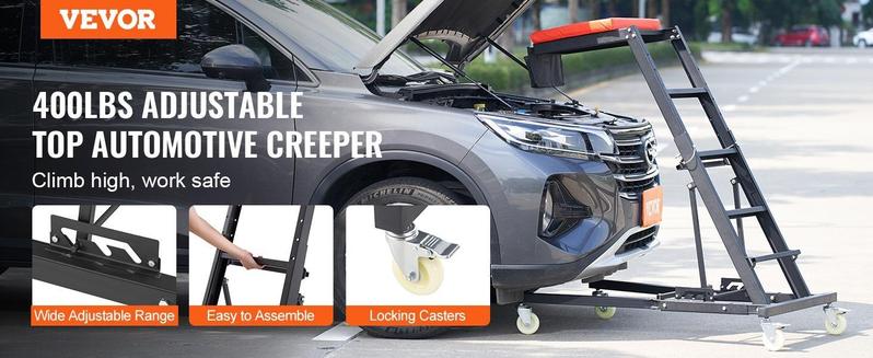VEVOR Automotive Top Creeper, TikTokShopBlackFriday, with Adjustable Height 48" to 76", 400 LBS Capacity High Creeper, 4 Swivel Caster Wheels, Heavy Duty Foldable Creeper for Auto Repair and Maintenance