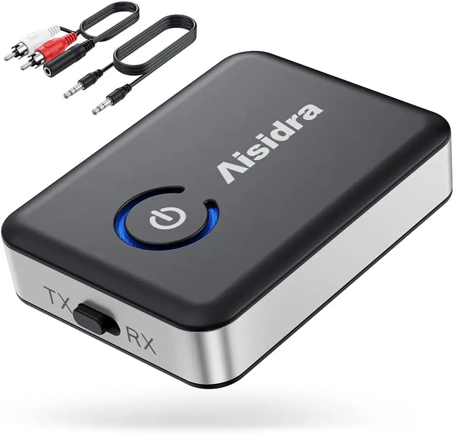 Bluetooth Transmitter Receiver V5.0 Bluetooth Transceiver for Audio, 2-in-1 AUX Adapter for TV/Car/PC/MP3 Player/Home Theater/Switch, Low Latency, Pairs 2 Devices Simultaneously
