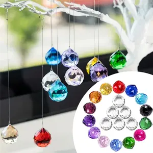 Pack of 20 Vintage Crystal Sun Catchers 0.8" Colorful Crystal Balls, Sunshine Catcher, Rainbow Pendant Making, Hanging Crystal Prism for Window Decoration and Wind Chime Crafting Christmas Glass garden