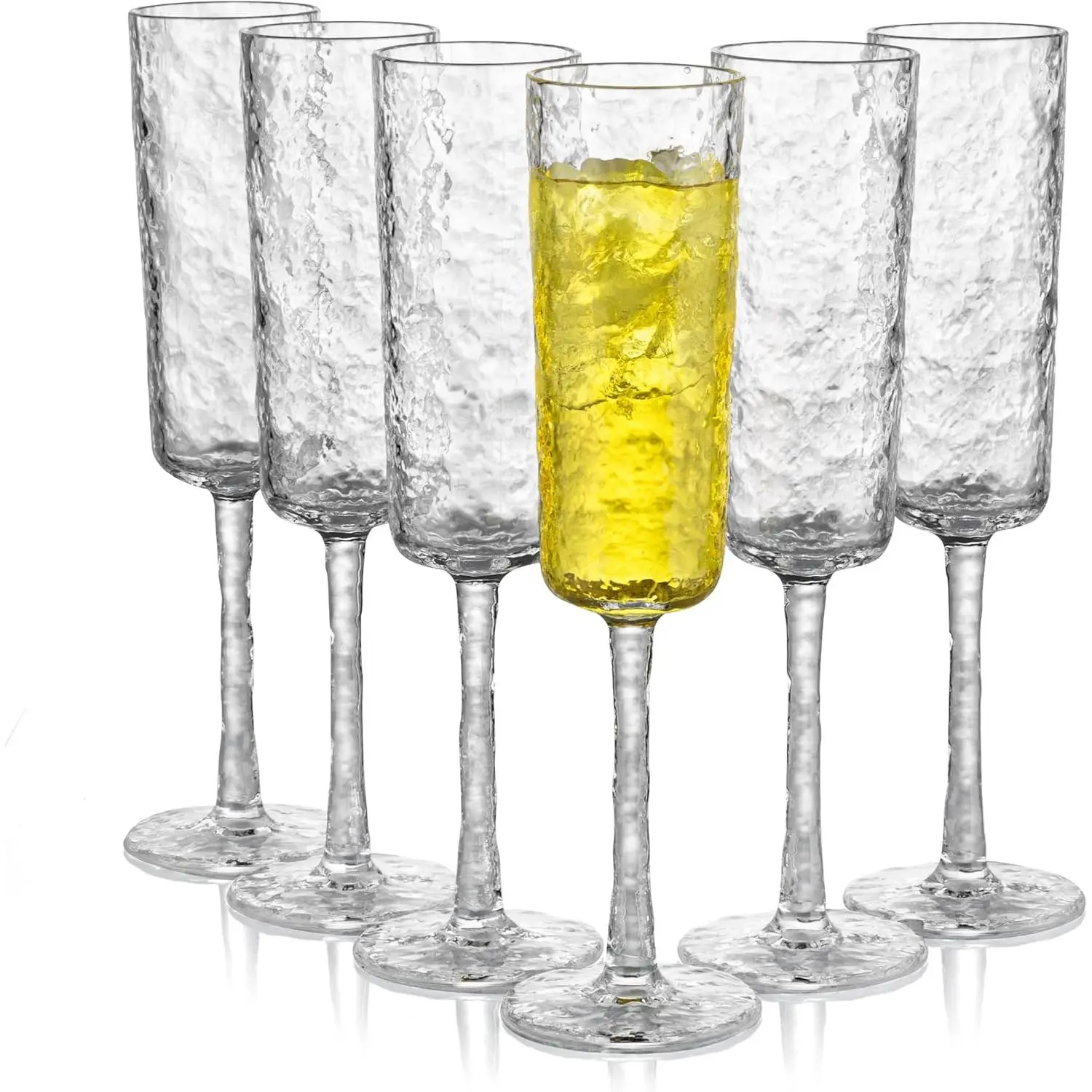 Classic  Champagne Flutes, 6 Oz  Plastic Champagne Glasses, set of 6 Clear
