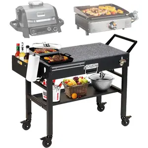 Portable Outdoor Grill Cart, Folding Grill Table with Wheels,Solid and Stable,31"x 17" Large Space Grill Stand for The Blackstone Griddle Stand 17"/ 22",Ninja Woodfire Grill etc Bbq