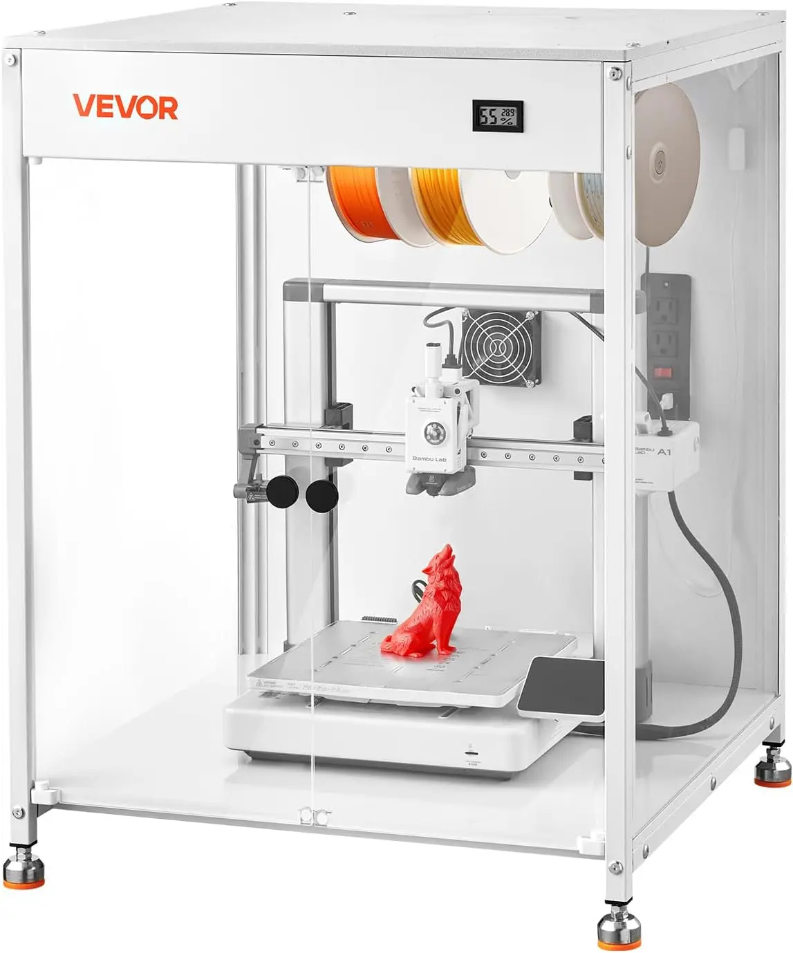 VEVOR 3D Printer Enclosure with Ventilation, Dustproof Waterproof Transparent Acrylic 3D Printer Tent, Constant Temperature Protective Case with LED, Compatible with Bambu Lab, Ender, Neptune, Kobra