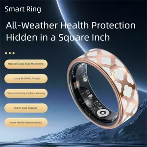 Titanium Steel Healthy Smart Ring for Women Men Fitness Multifunctional Rings with Heart Rate, Blood Oxygen, Blood Pressure, Sleep Tracker, Step Tracker, IP68 Waterproof Health Technology Ring for iOS & Android,No Subscription Fee