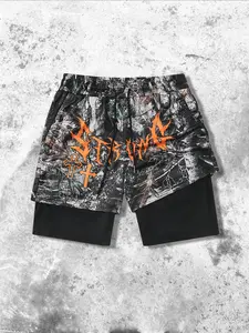 Men's two-piece basketball shorts, athletic wear shorts, Streetwear Sports Shorts, breathable and comfortable, suitable for everyday wear in spring and summer.