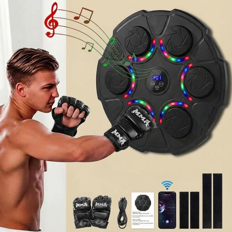 [ Valentine's Day gift ] Music Boxing Machine with Gloves Wall-Mounted Punching Trainer for Teens & Adults Smart Bluetooth Interactive Musical Boxing Trainer Ideal for Home Gym or Garage Use