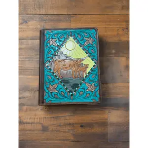 Leather Longhorn Tooled Document Folder