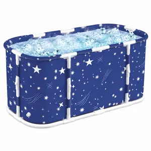 Portable Ice Bath Tub, Cold Plunge Tub for Adults, Foldable Recovery Bath with Drain Valve, Reinforced Support Frame for Home Gym, Bathroom, Patio & Camping
