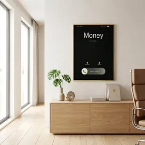 Money Is Calling Wall Art,Minimalist Black Motivational Poster,Entrepreneur Office Decor,Productivity Printable Art
