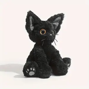 Black Cat Plush Toys Cute Cat Plush Soft Cuddle Adorable Gifts for Holiday Birthday Party Home Decor Stuffed Animal Valentine's Day