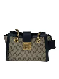 Pre-owned GUCCI Padlock GG Supreme Canvas Gold Chain Shoulder Crossbody Bag/BB03204311/4311