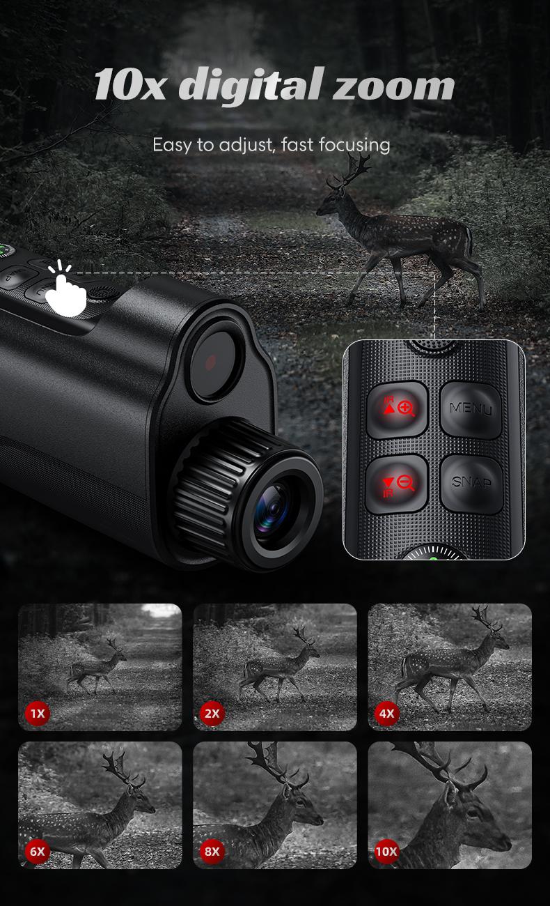 2.5K HD Digital Night Vision Goggles, 10X Zoom 7 Level IR Infrared Night Vision Monocular, 10MP Photo Video Recording, 2000mAh Rechargeable for Outdoor Hunting