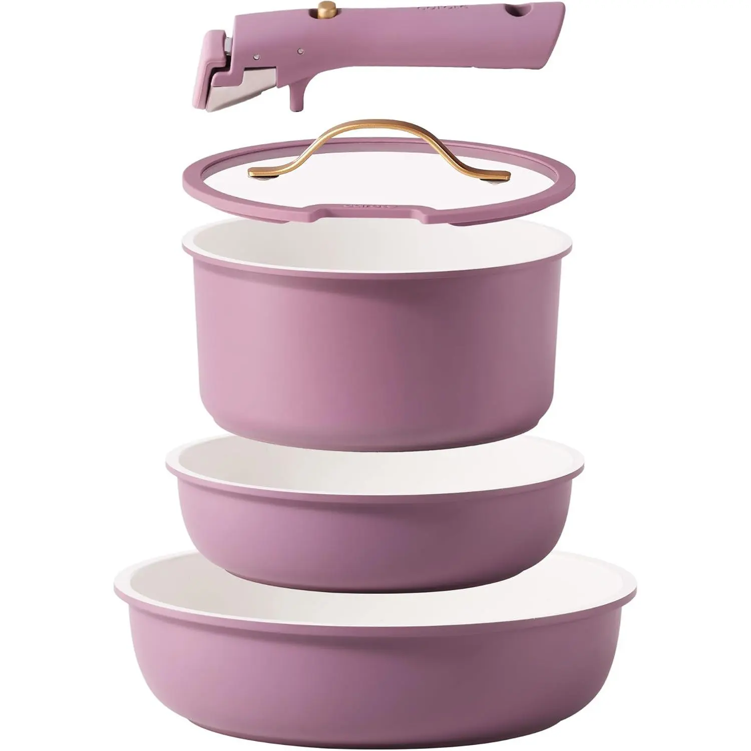 CAROTE 5pcs Pots and Pans Set, Nonstick Cookware Set Detachable Handle,kitchen essentials,RV kitchen pot and pan,Induction Cookware,Oven Safe,PFOA PFOS FREE,Purple