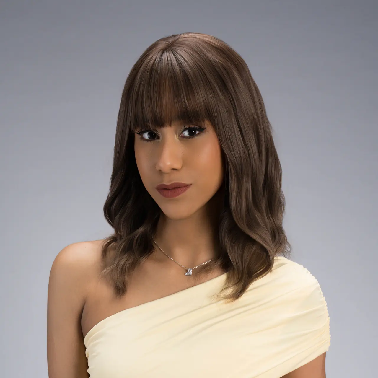 13-Inch Warm Ash Brown (Dirty Blonde Blended Ends) Beachy Wave Synthetic Wig | 【Heat Resistant】【Cap Included】 | 51FSGB