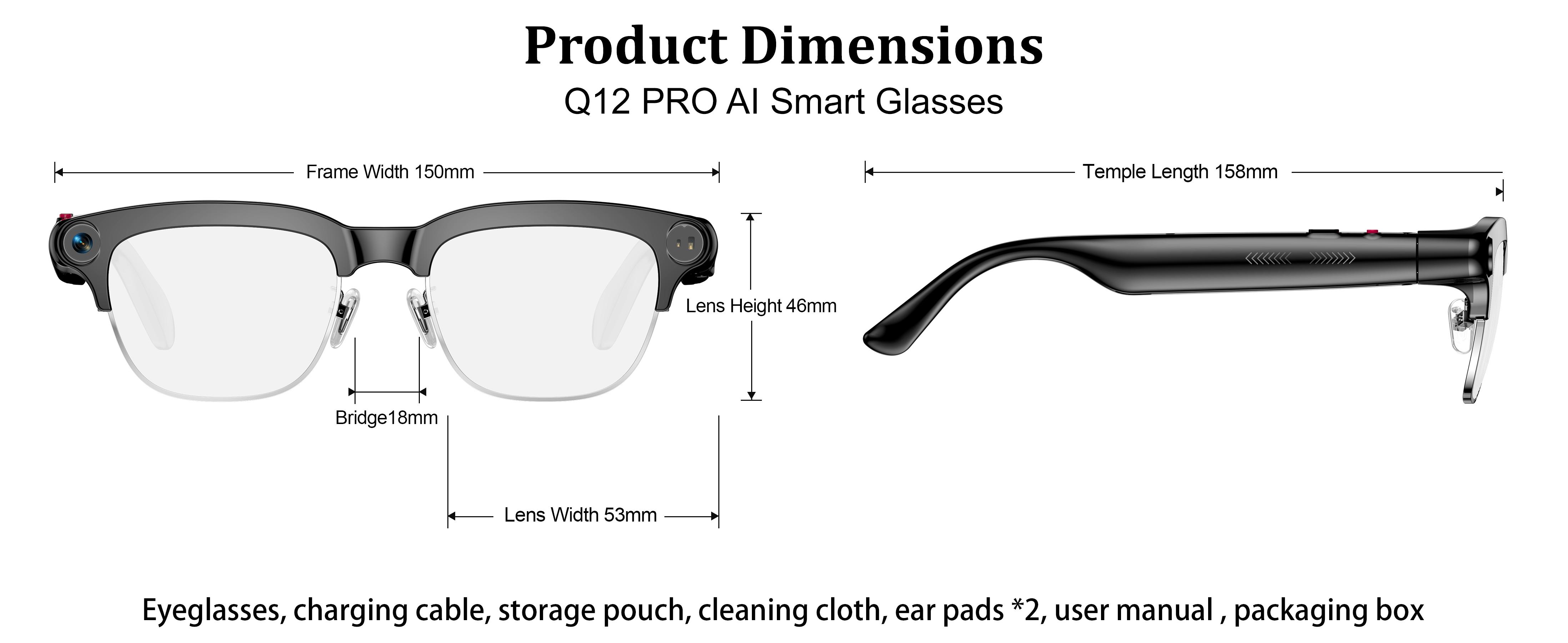 LUSBY Classic Smart Glasses - New Q12 Upgraded & Q11 AI Model, 8MP Photo/Video Recording, 160+ Languages Real-Time Translation, Photochromic UV400 Lenses, Bluetooth Wireless, Magnetic, Rechargeable Batteries, Hands-Free Business & Travel Wearable