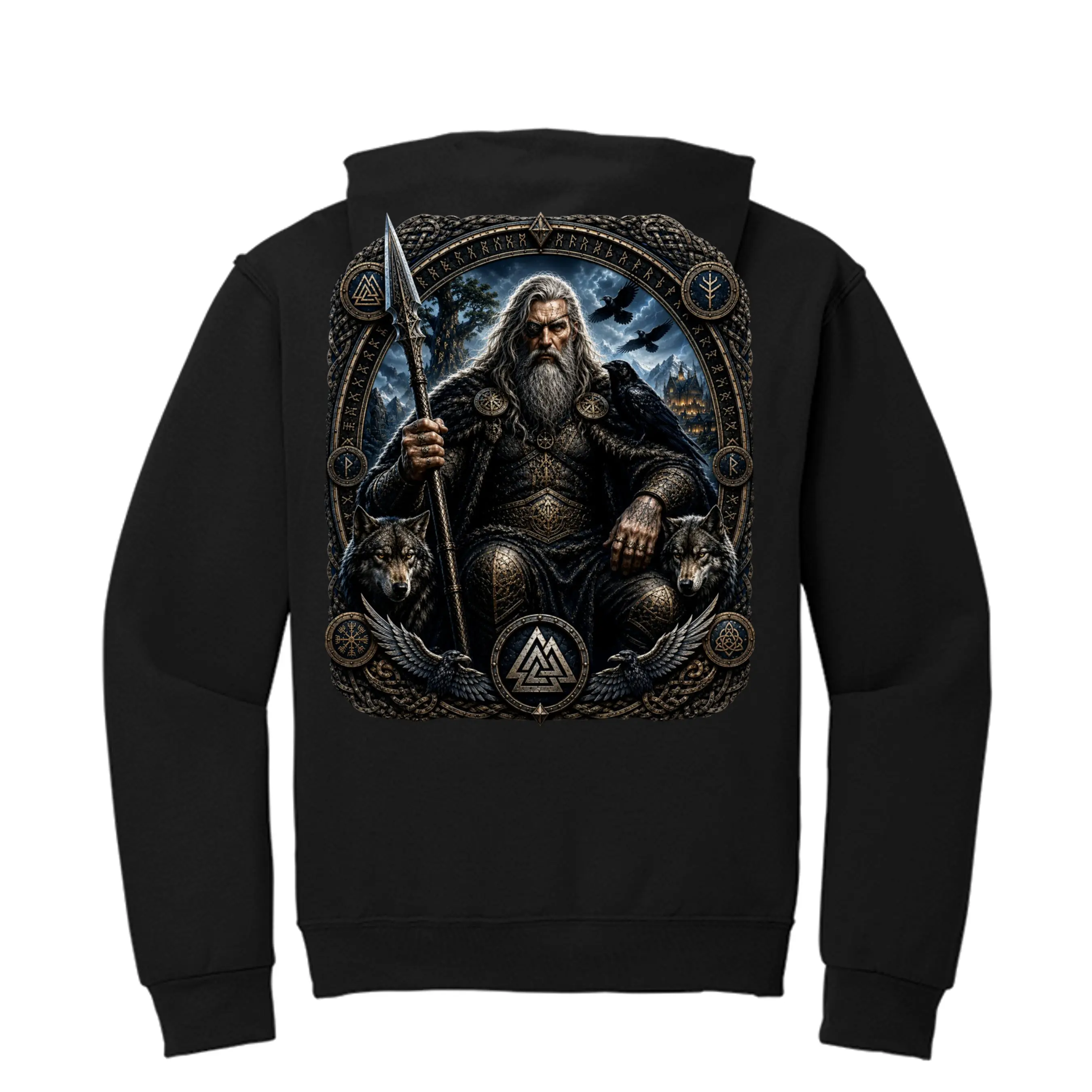 Odin Viking Allfather Pull Over Hoodie – Norse God Graphic Sweatshirt