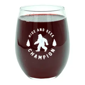 Hide and Seek Champion Wine Glass Funny Sarcastic Bigfoot Sasquatch Joke Novelty Cup-15 oz Funny Wine Glass Funny Sarcastic  Novelty Wine Glass White Standard