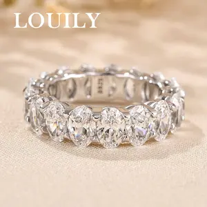 Louily Jewelry 8.0ct Eternity Oval Cut Wedding Band For Women,5A Cubic Zirconia Promise Ring,Anniversary Ring for Women