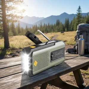 Portable Multi-Function Emergency Radio Flashlight, 2000mAh with Solar & Hand Crank Usb-c charging. High-Power Led, sOs signal, Noaa am fm weather alert. perfect for Outdoor Camping, Survival & Emergency Kits.