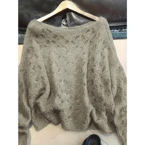 Optimized Version - Extended Length - Oversized. Soft, Lazy, Hollow-Out New High-End Loose-Fit Thin Pullover Top for a Youthful Look