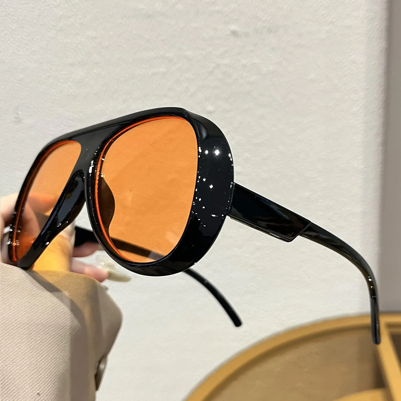 Oversized Retro Aviator Sunglasses UV400 Protection Plastic Frame Retro Square Aviator Sunglasses Vintage Fashion Plastic  main image 3