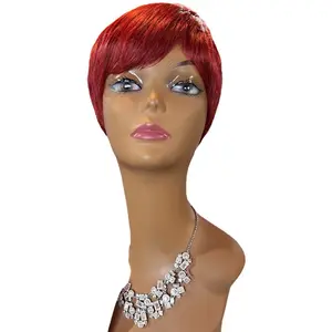 Randi-synthetic 9” deep red straight bob wig with bangs