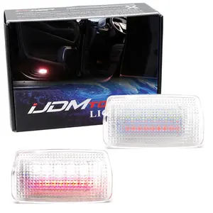 iJDMTOY White LED w/Red Strobe Feature Side Door Courtesy Light Assy For Lexus IS ES GS LS RX GX LX; For Toyota Avalon Sienna Venza Camry Prius 4Runner