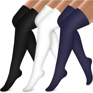 Thigh High Compression Socks for Women Men Circulation(3 Pairs) Over the Knee-Best Support for Running,Travel