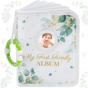 Eucalyptus Theme Baby Growth Memory Photo Album with Rubber Ring, 4x6 in, Ideal Gift for Mother's Day, Mothers Day Gift