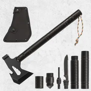 Multi-Function Survival Axe Kit - Camping Axe & Hatchet - Multitool Folding Axe With Hammer, Off-Roading, Outdoor Adventures, Emergency Breaching Multi Tool Kit