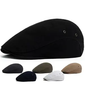 New Fashion Flat Caps Men Vintage Beret Casual Women Newsboy Cap Single Layer Cotton Cloth Visor Hats Ladies Elastic Head Circum