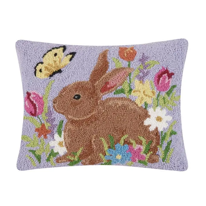 Peking Handicraft 30SJM10928C18OB 14 x 18 in. Lavender Bunny Poly Fill Hook Pillow, Multi Color