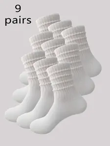 Women's Solid Socks, Fashion Casual Comfy Crew Socks for Daily Outdoor Wear, Women Hosiery for Travel Wear