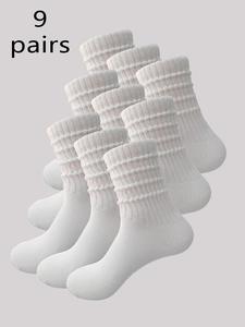 random women's solid socks, fashion casual comfy crew socks for daily outdoor wear, socks for women, women hosiery for daily travel wear, slouch socks