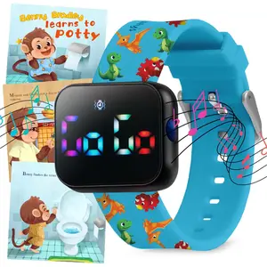 Children's Training Watch V2 Waterproof Potty Training Device for Boys Girls with Fun Sounds Music Vibration Alerts and E-book Dinosaur Version