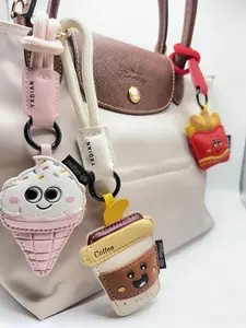 Cute Foodie Bag Charm - Fries Ice Cream Coffee - Adorable Charms for Your Purse Accessories - Versatile & Easy to Attach - Fun Food Icons for Everyday Carry