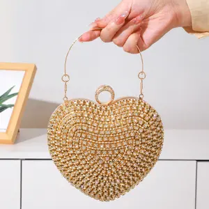 Rhinestone Heart Evening Bag Fashion Clutch Purse for Women Party Prom Wedding Banquet Dress Shoulder Bag Luxury Trendy Trending