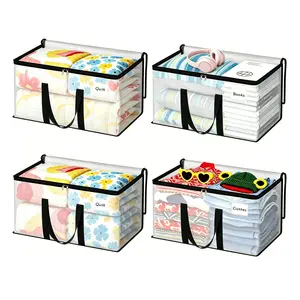 [Summervibes] Extra Large Heavy Duty Moving Bags, Clear Storage Bins with Lids, Reinforced Handles & Heavy-Duty Zippers Moving Boxes Storage Bags Totes for Clothes Packing, Dorms, College Graduation Supplies