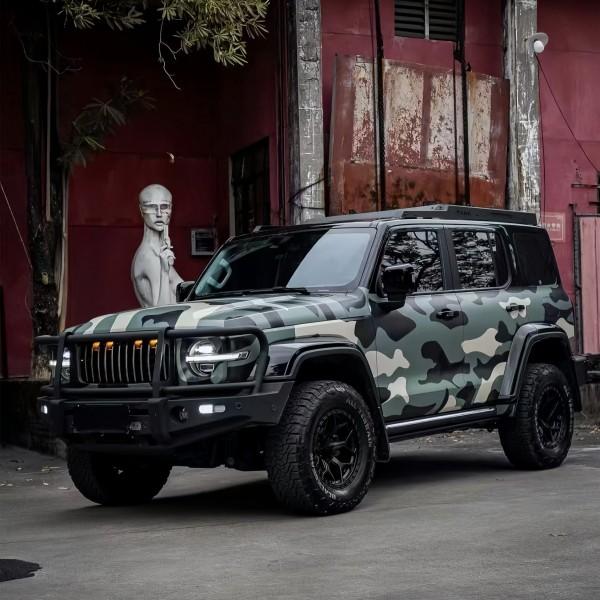 50x300cm/19.7"x118" Camo Car Wrap Vinyl, Military Style Camouflage Vehicle Decal Film, Waterproof Bubble-Free UV Resistant, Easy to Apply Remove, Fits Off-Road SUV Truck Van, Exterior Decor Accessory for Car Truck Van