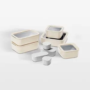 Caraway 17-Piece Glass Food Storage Set with Silicone Lids & BPA-Free Plastic - Elegant Minimalist Design for Kitchen Organization