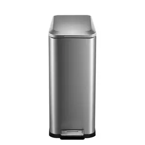 Gaomon Pedal-Open Stainless Steel Trash Can Set - 50L/13Gal Hands-Free Slim Shape Bin, Rectangular Commercial-Kitchen Step Bin with Fingerprint-Resistant Soft-Closure Lid