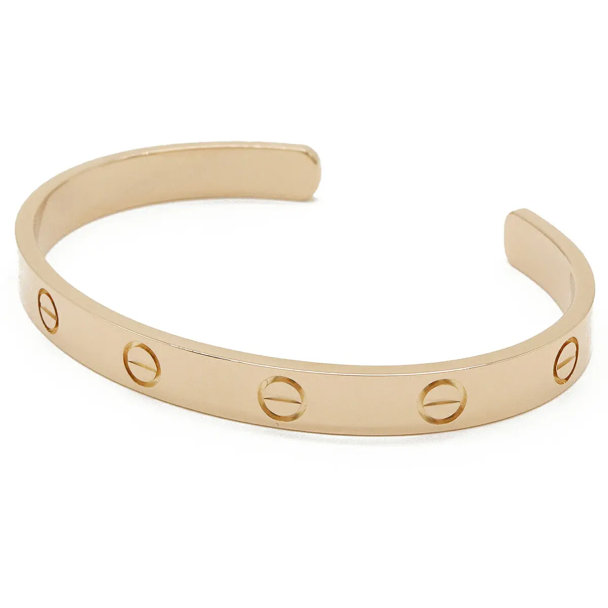 Pre-owned Cartier 18K Rose Gold (Au750) Small Leather Goods LOVE Au750 Bracelet Size 17