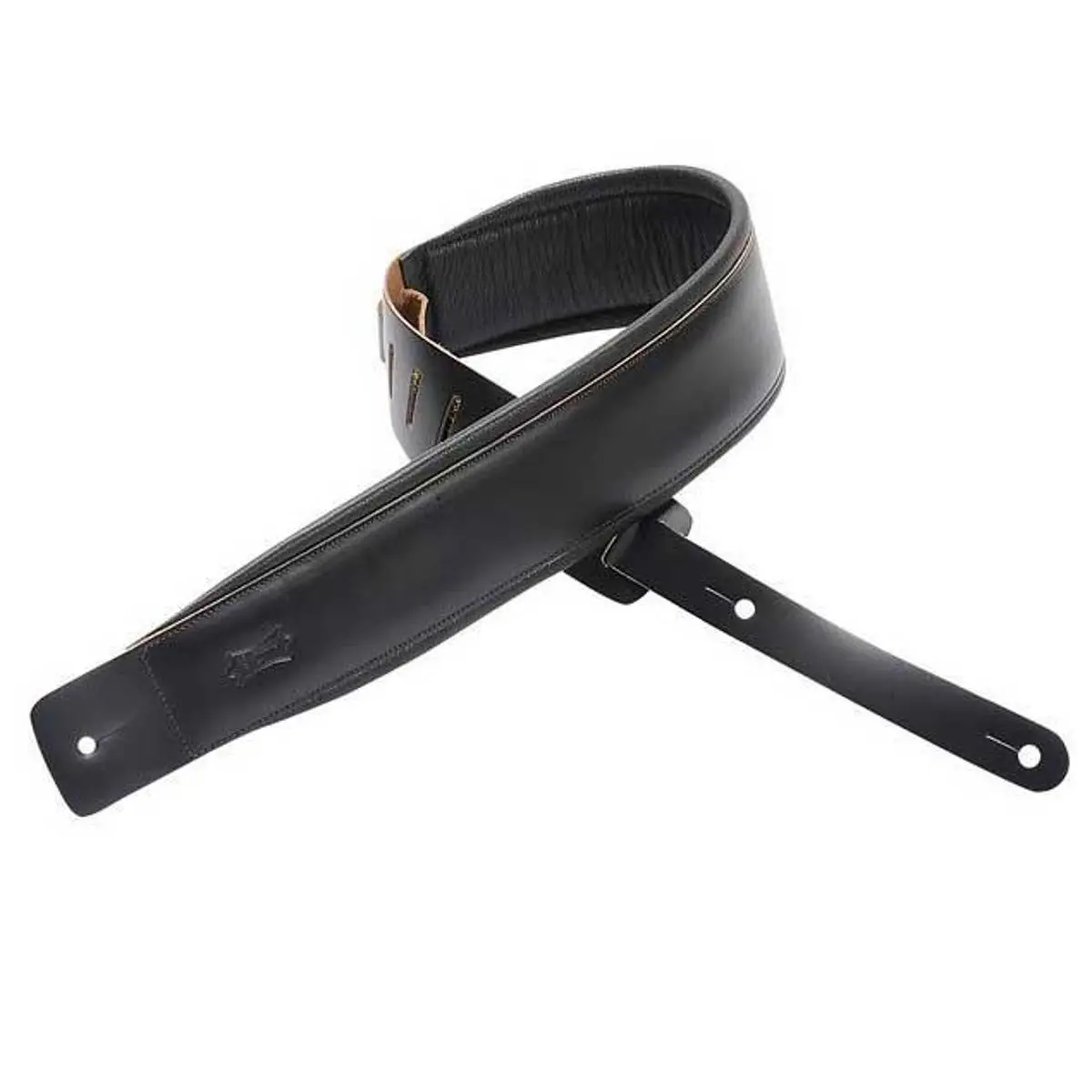 Format Standard 3" Wide Genuine Leather Guitar Strap, 37" to 50" Length Adjustable, Black