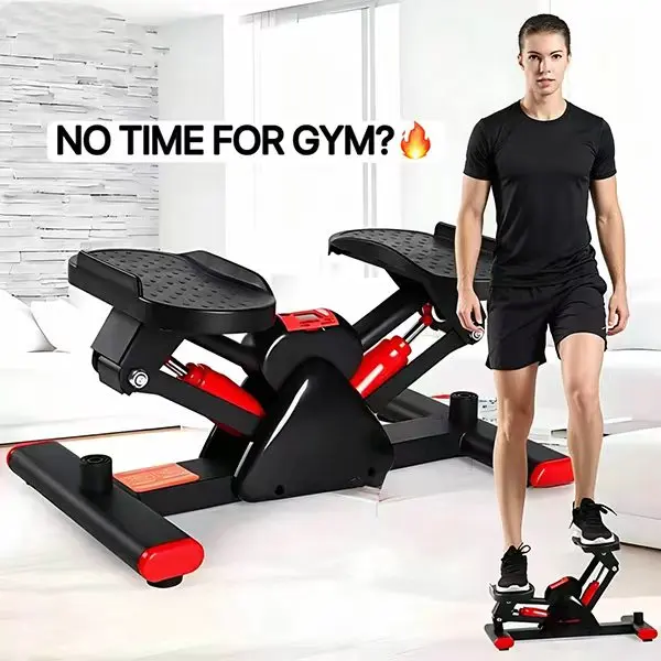 Mini Hydraulic Stepper for Full-Body Home Workout - Green & Red Design,Mini Hydraulic Twist Stepper for Exercise,Home Stair Stepper Machine with Resistance Bands & LCD Monitor,Full Body Workout Fitness Equipment