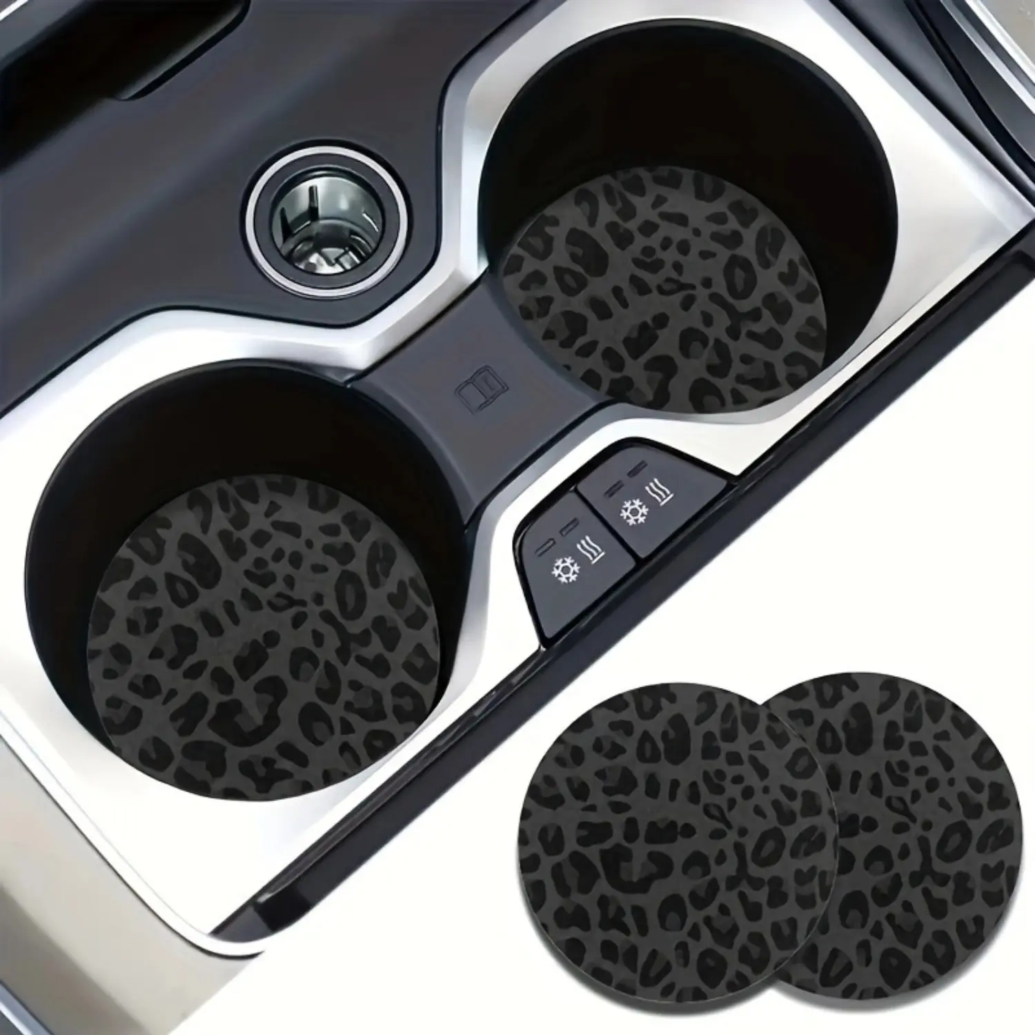 Luxury Faux Leather Car Cup Coasters, 2-Pack Universal Non-Slip and Absorbent Cup Holder Inserts, Interior Car Accessory, Cup Coasters For Car, Pu Leather