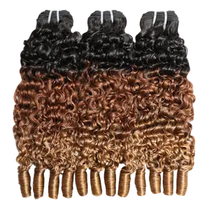 [Last Special Offer] Burmese Curly 3 or 4 PCS Bundles Virgin Human Hair 16A T1b/30/27 Color 14-32 Inches Spiral Ends Look