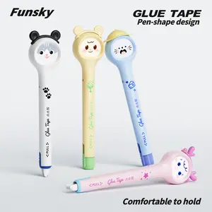 Glue tape pen with pen-shaped design and cartoon style.Double sided tape pen.Perfect for journaling,junk journal,schoolwork, kids' crafts and office sticking.